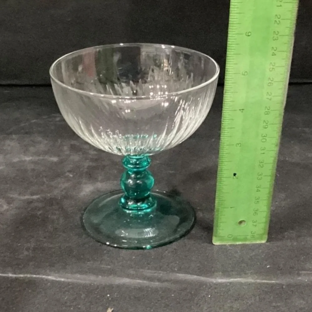 Cristal D'Arques Country‎ Manor Champagne Coupes, Set of 4, Turquoise Stemware